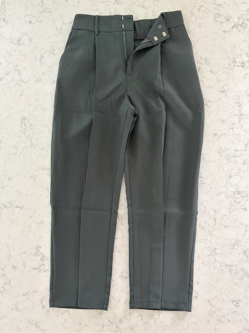 Tailored Pleated Dress Pants - Dark Gray